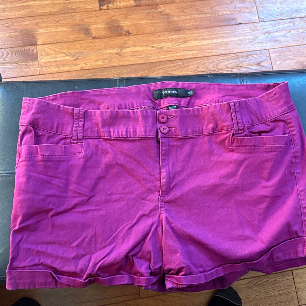 Torrid High-Rise Magenta Cotton-Blend Shorts